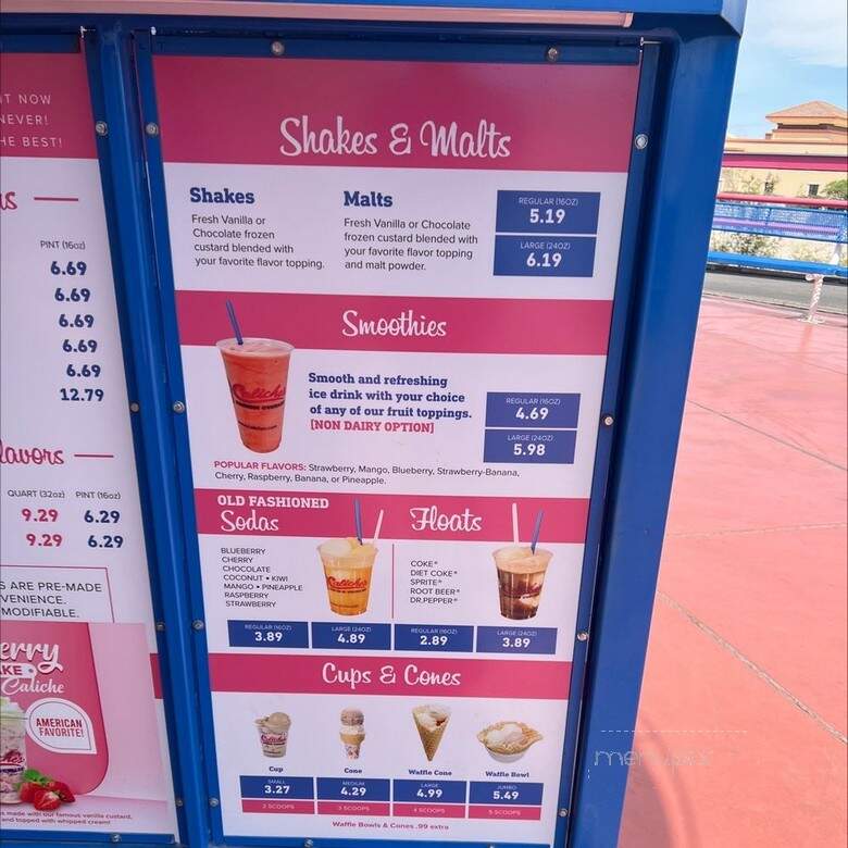 Caliche's Frozen Custard - Las Cruces, NM menu_pic