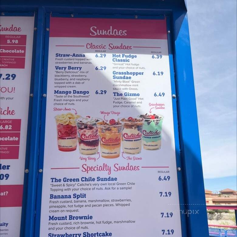 Caliche's Frozen Custard - Las Cruces, NM menu_pic