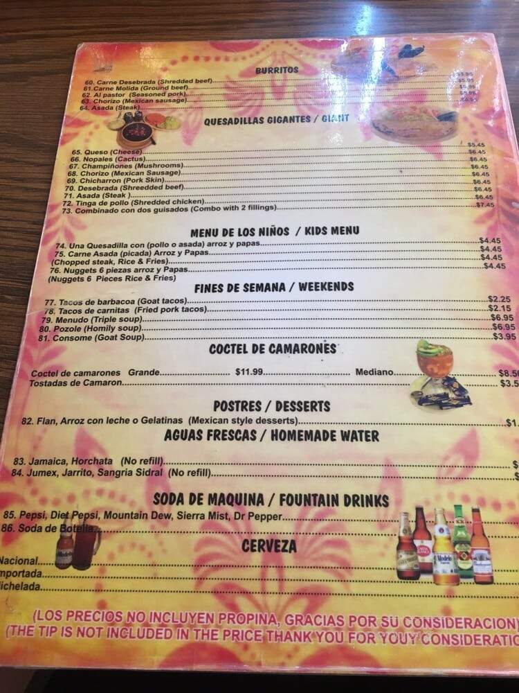 Tortacos Soto - Rockford, IL menu_pic