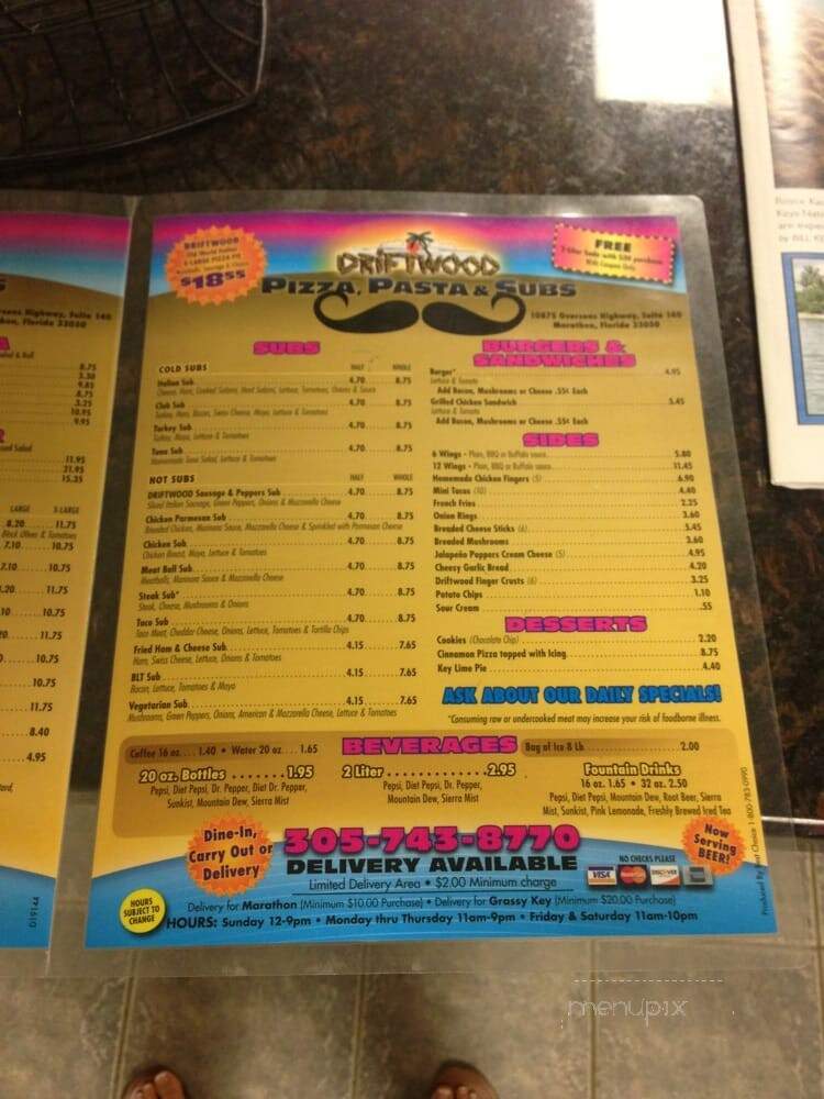 Driftwood Pizza & Subs - Marathon, FL menu_pic
