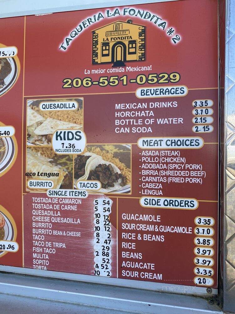 Taqueria la Fondita - Lynnwood, WA menu_pic