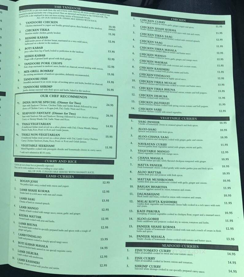 Taste of India - Middlebury, VT menu_pic