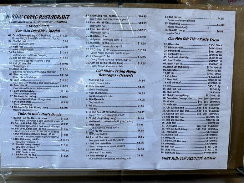 Hong Mai - Westminster, CA menu_pic