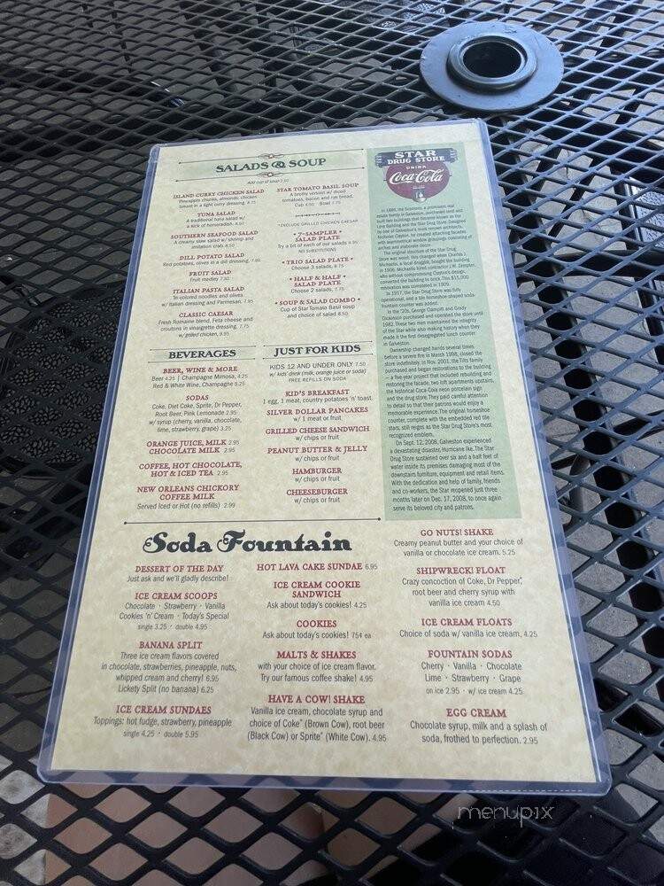 Star Drug - Galveston, TX menu_pic