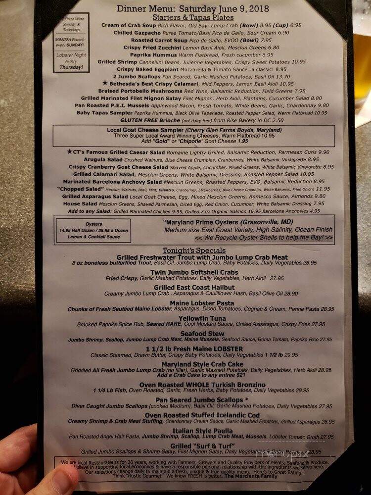 Chef Tony's of Bethesda - Bethesda, MD menu_pic