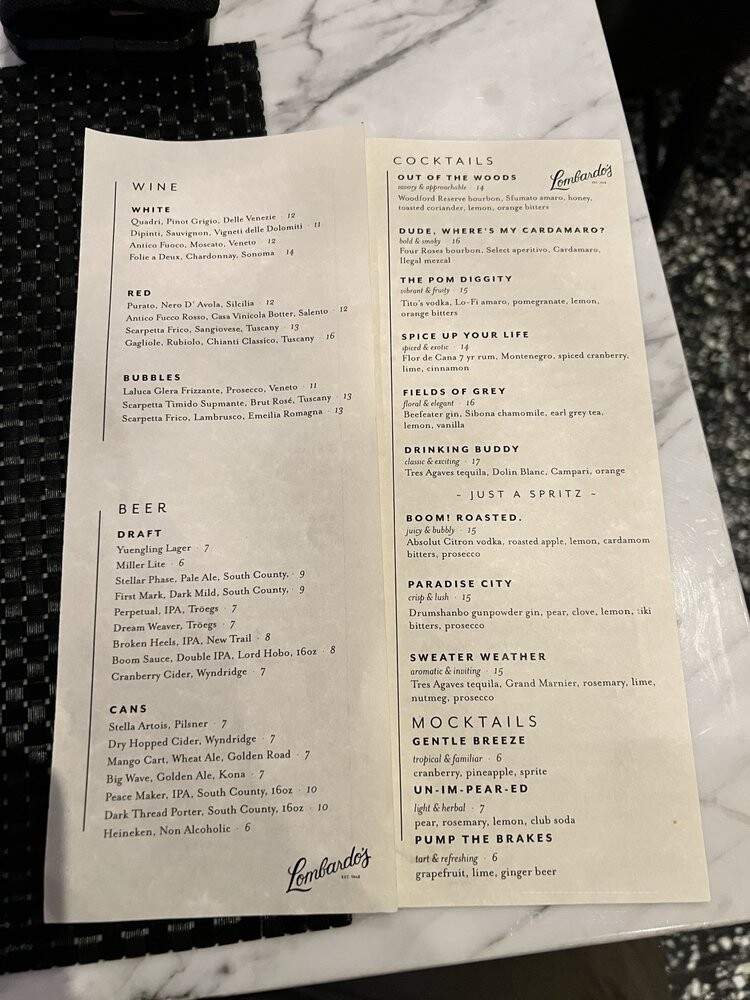 Lombardo's Italian American - Lancaster, PA menu_pic