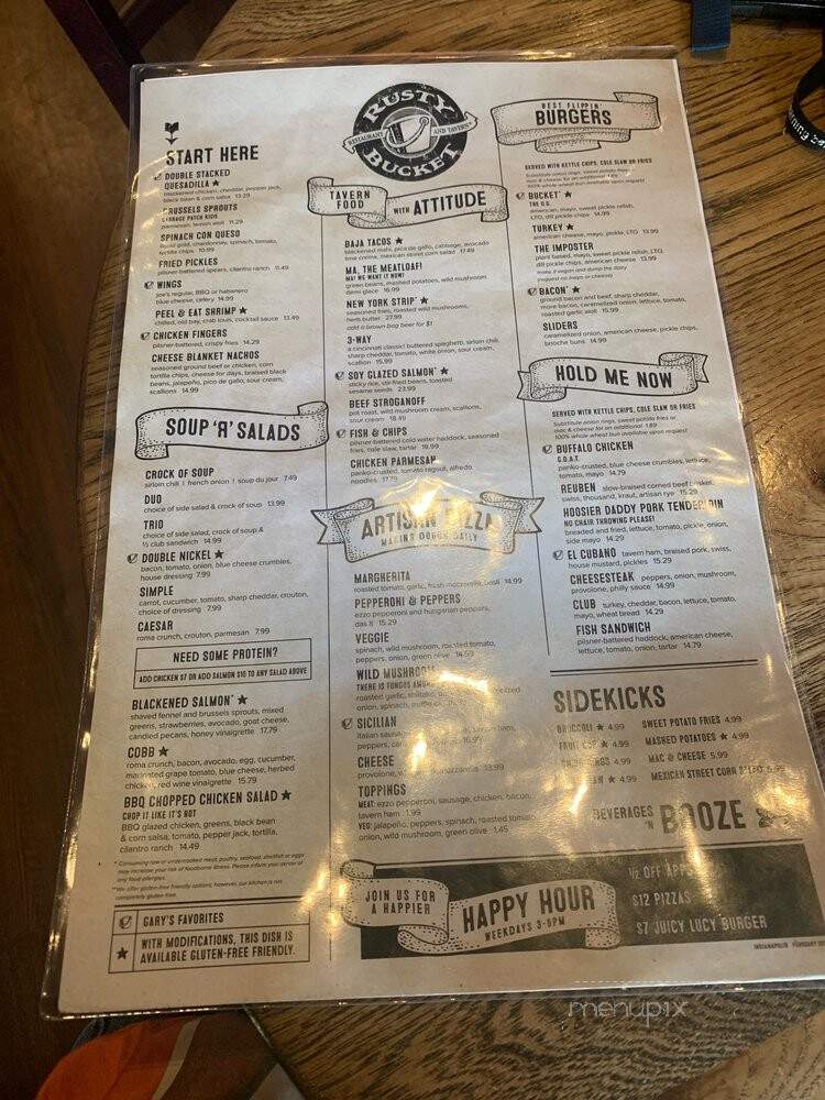The Rusty Bucket Tavern - Indianapolis, IN menu_pic
