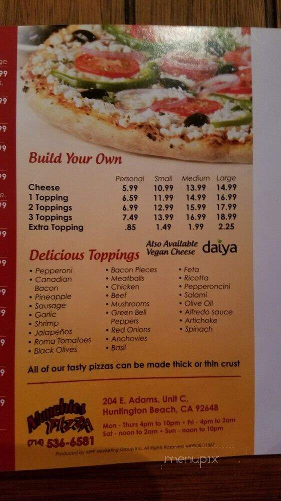 Munchies Pizza - Huntington Beach, CA menu_pic