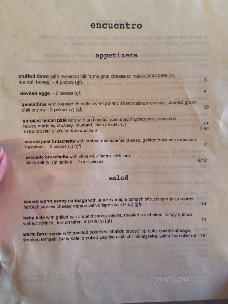 Encuentro - Oakland, CA menu_pic