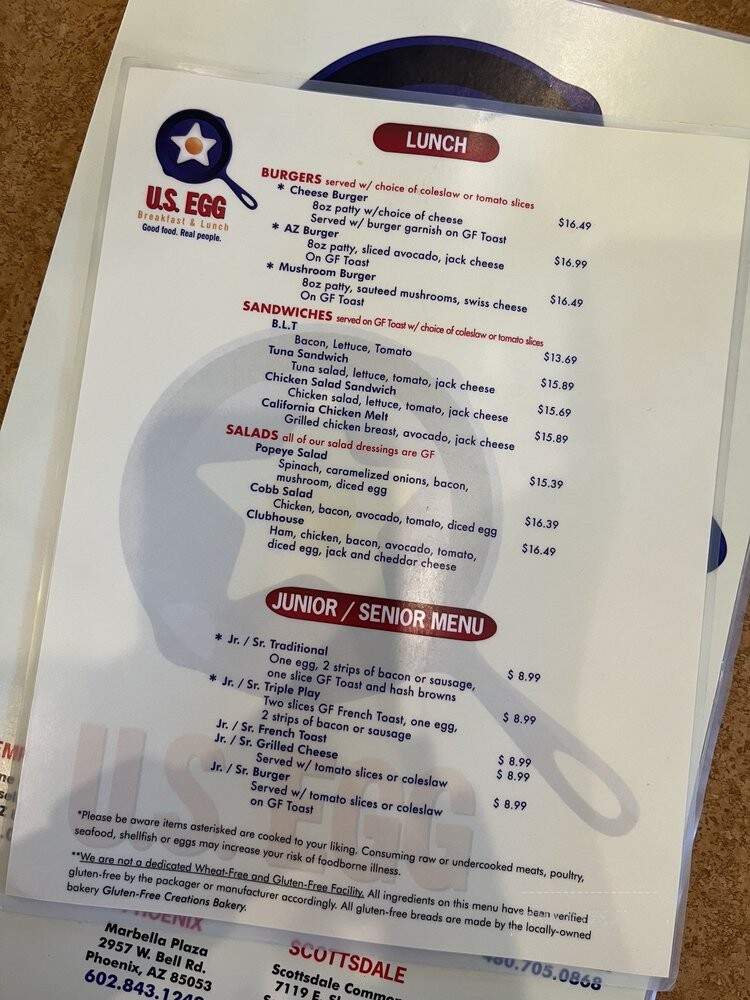 U.S. Egg - Scottsdale, AZ menu_pic