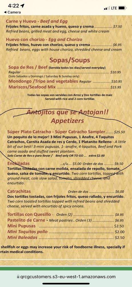 El Paseo Catracho - Miami, FL menu_pic