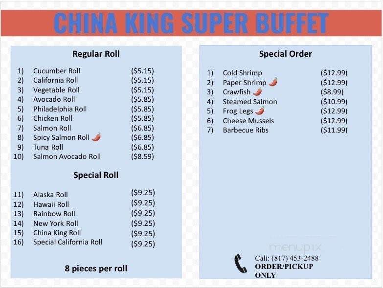 China King Super Buffet - Arlington, TX menu_pic