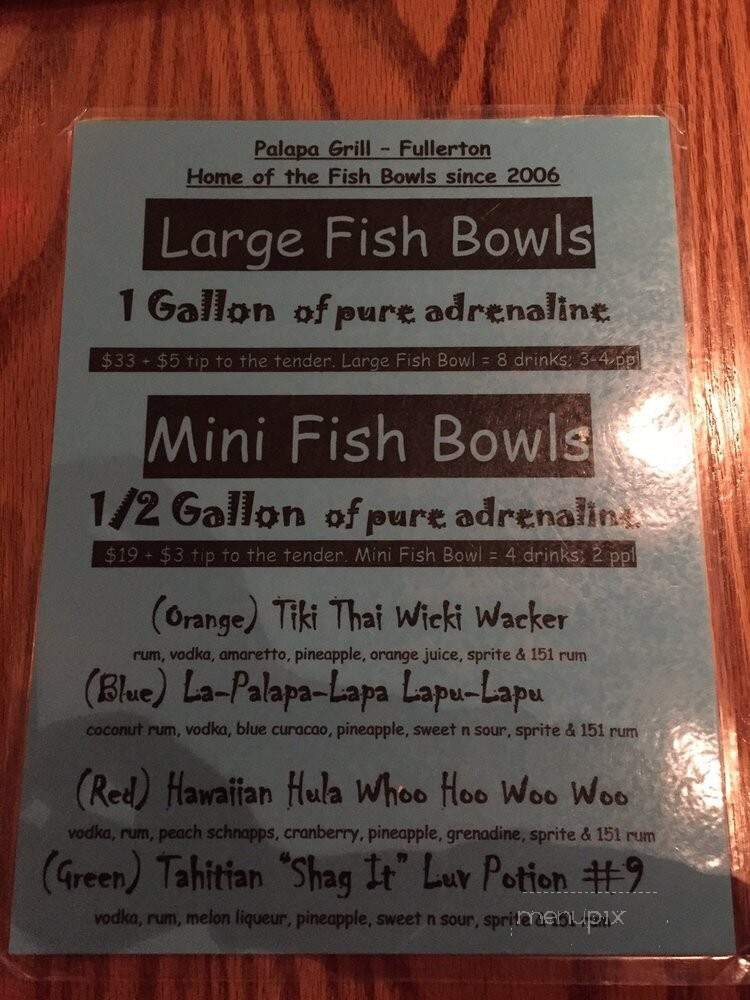 Palapa Grill - Fullerton, CA menu_pic