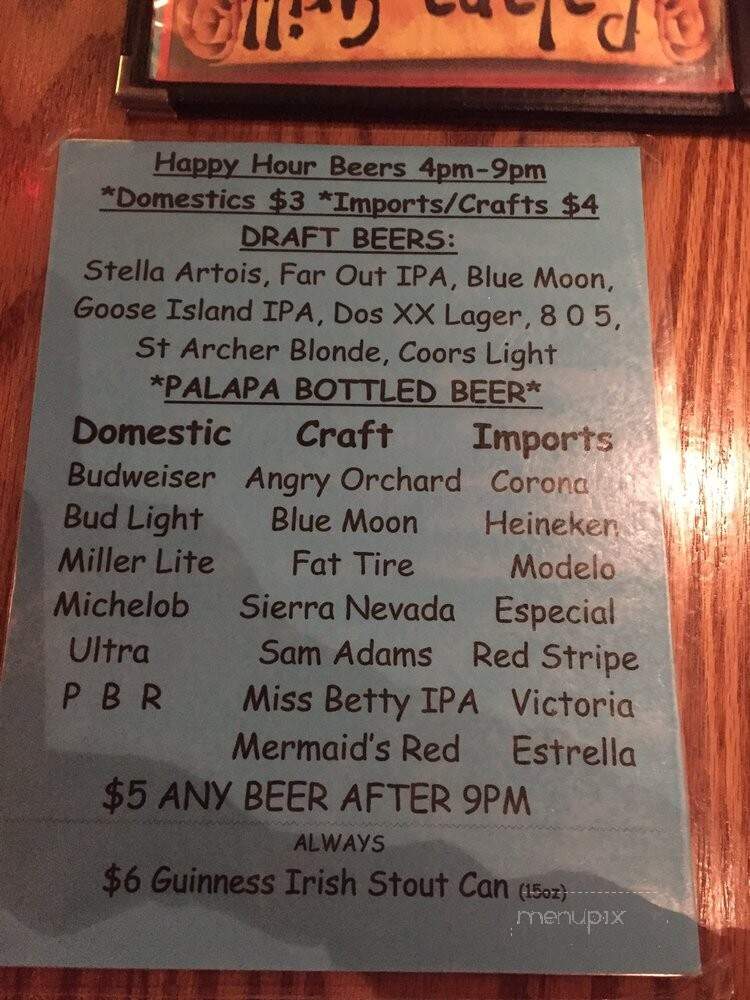 Palapa Grill - Fullerton, CA menu_pic