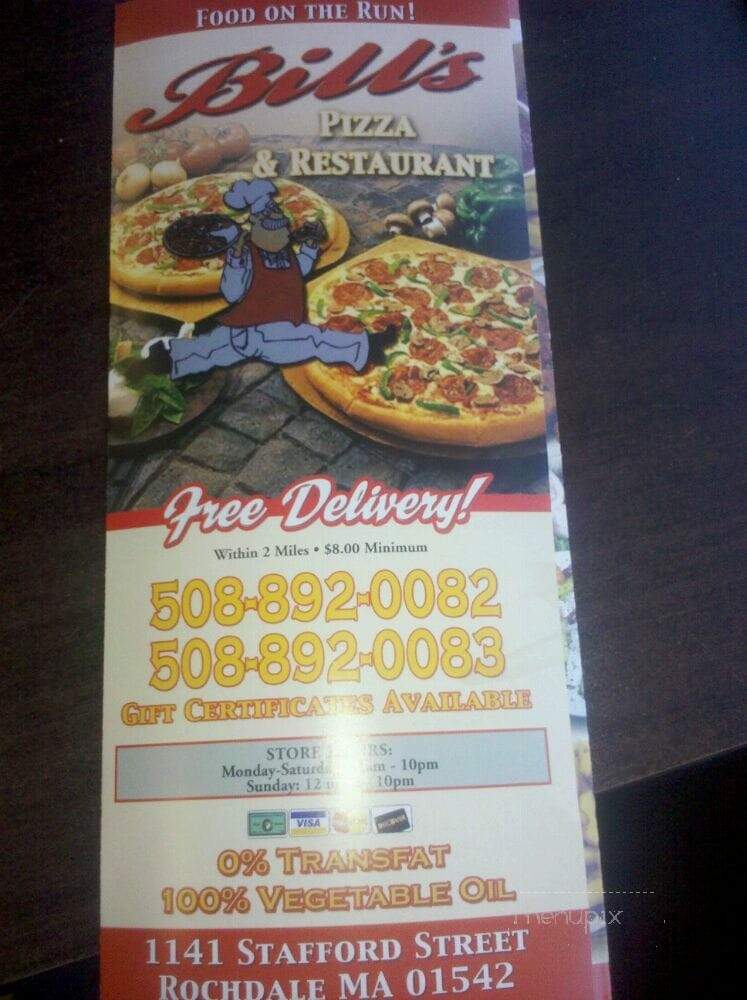 Bills Pizza - Leicester, MA menu_pic