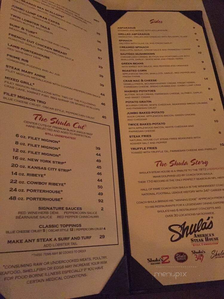 Shula's America's Steak House - Richmond, VA menu_pic