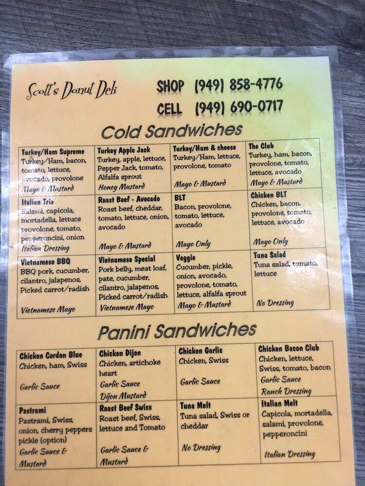 Scott's Donuts & Bagels - Rcho Sta Marg, CA menu_pic