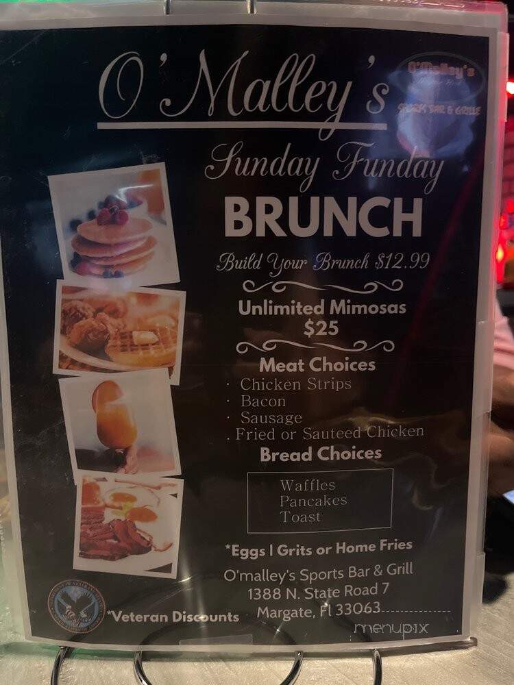 O'Malley's Sports Bar - Margate, FL menu_pic