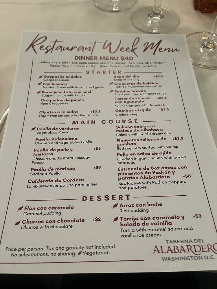 Taberna Del Alabardero - Washington, DC menu_pic