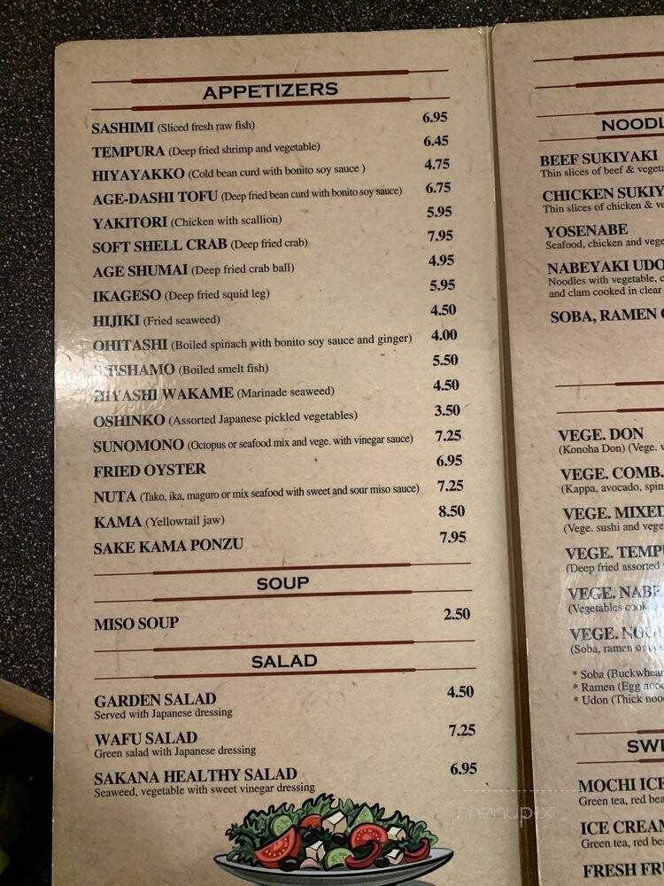 Sakana - Washington, DC menu_pic