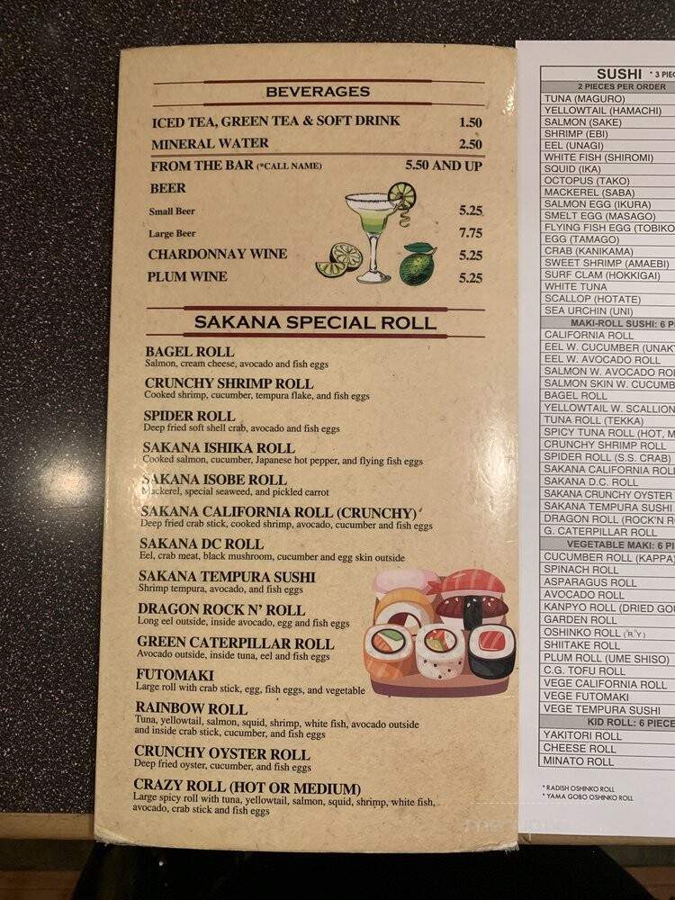 Sakana - Washington, DC menu_pic