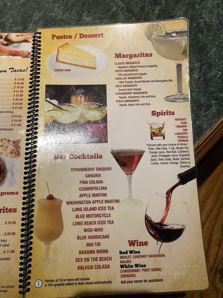 Haydee's - Washington, DC menu_pic