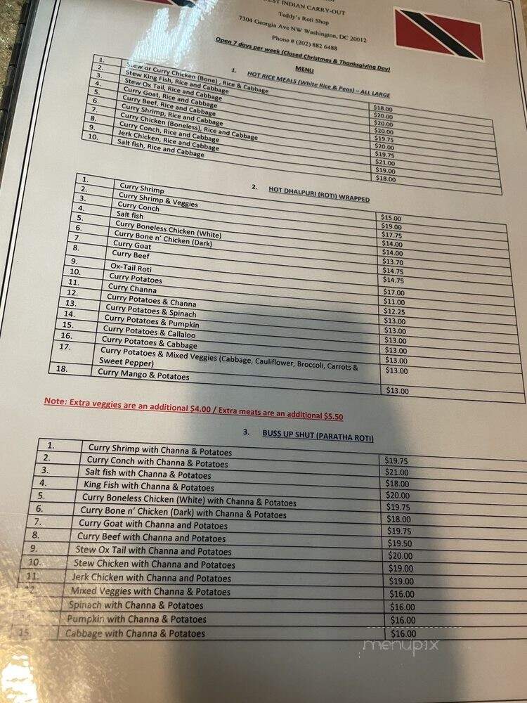 Teddy's - Washington, DC menu_pic