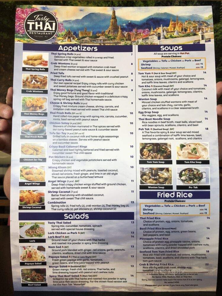 Tasty Thai Restaurant - Phoenix, AZ menu_pic