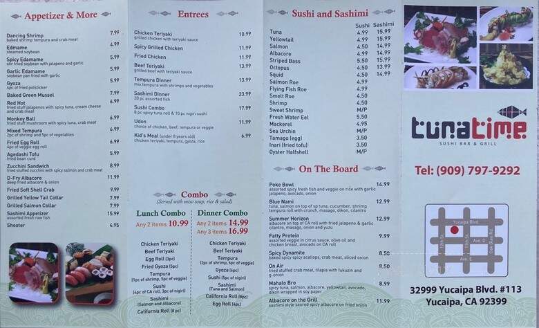 Tuna Time - Yucaipa, CA menu_pic