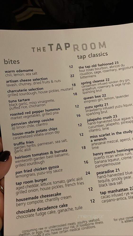 The Tap Room at The Langham - Pasadena, CA menu_pic