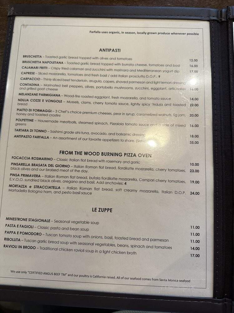 Farfalla Westlake - Thousand Oaks, CA menu_pic