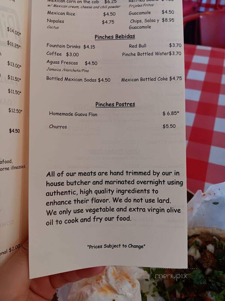 Pinches Tacos - Culver City, CA menu_pic