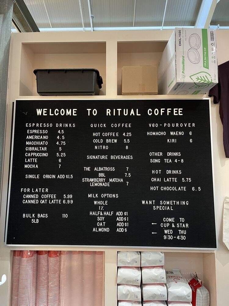 Ritual Coffee Roasters - Napa, CA menu_pic