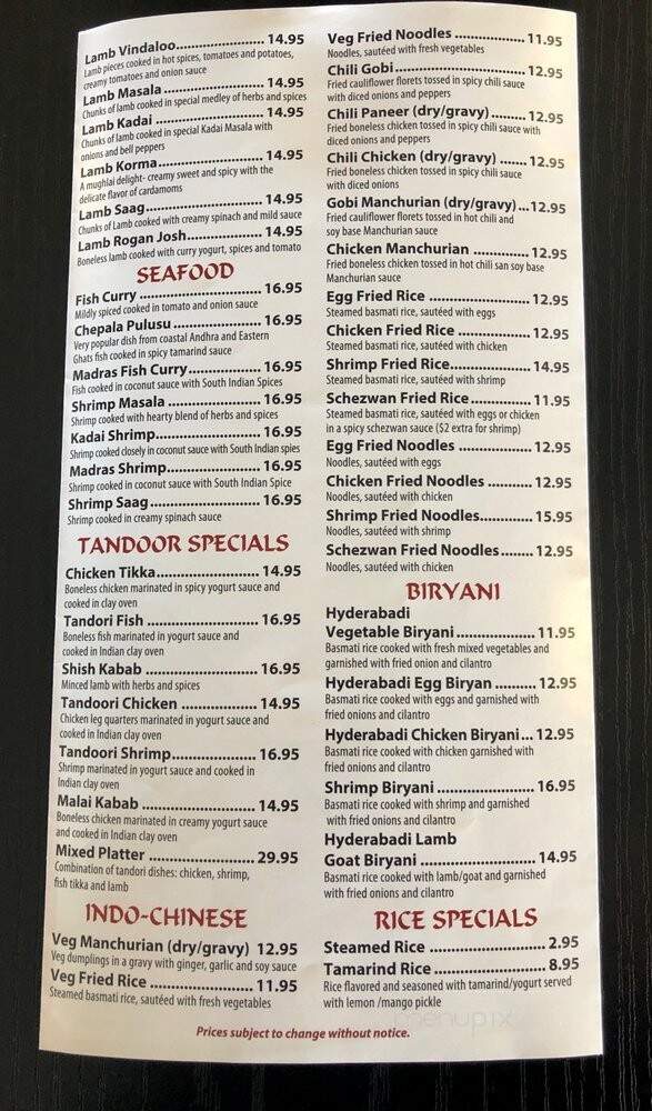 Dosa Express - Tustin, CA menu_pic