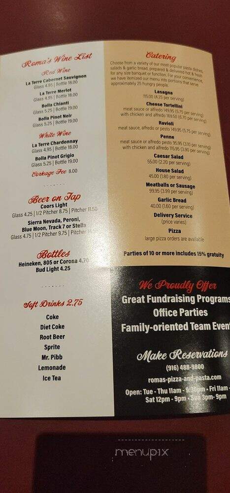 Roma's Pizza - Carmichael, CA menu_pic