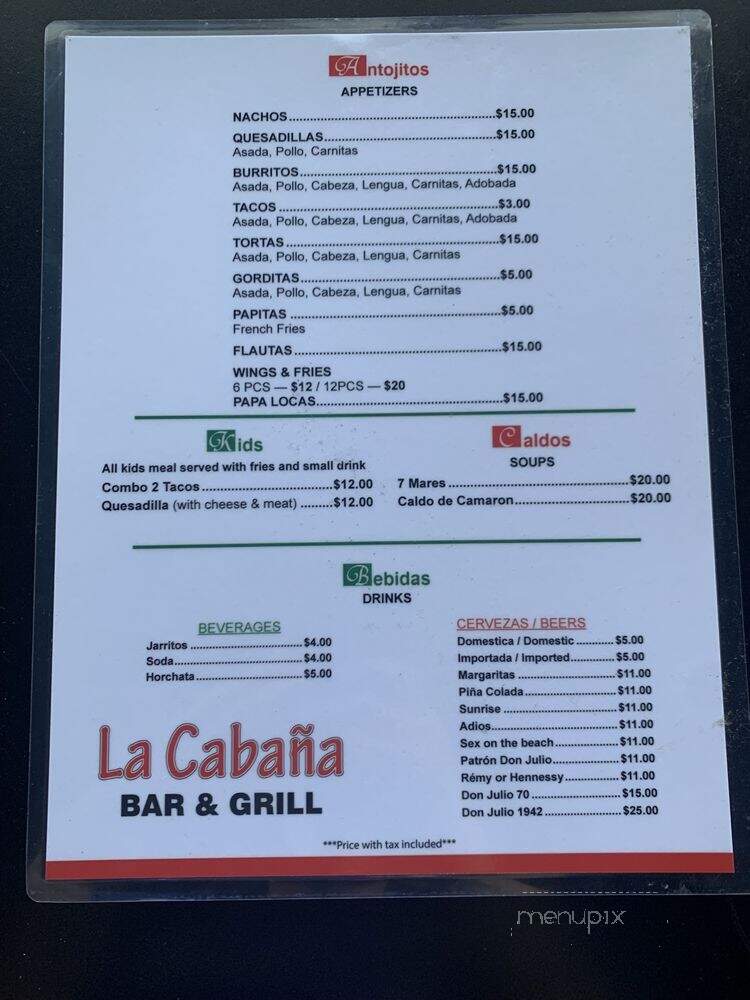 La Cabana - Sacramento, CA menu_pic