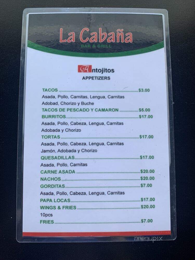 La Cabana - Sacramento, CA menu_pic
