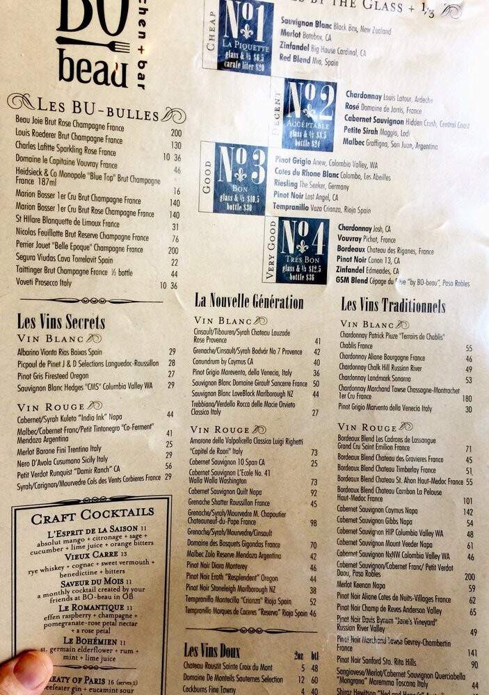 Bo-Beau Kitchen and Bar - San Diego, CA menu_pic