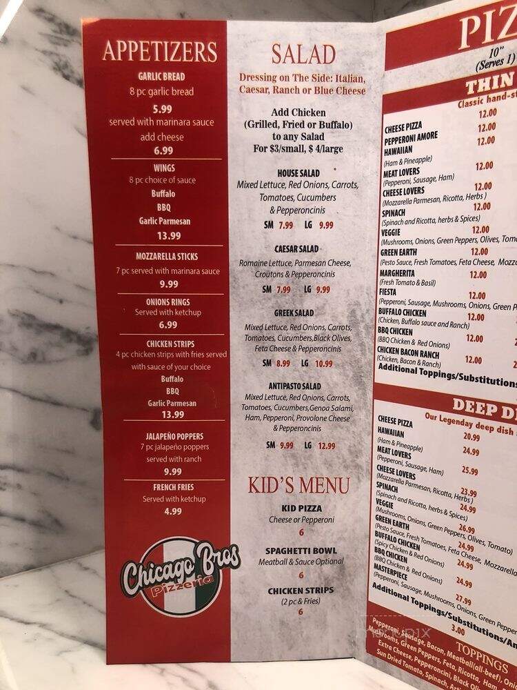 Chicago Bros Pizzeria - San Diego, CA menu_pic