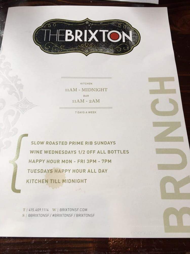 The Brixton - San Francisco, CA menu_pic
