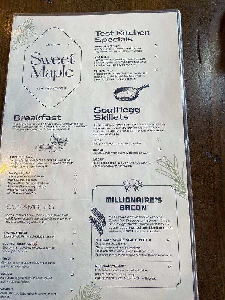 Sweet Maple - San Francisco, CA menu_pic