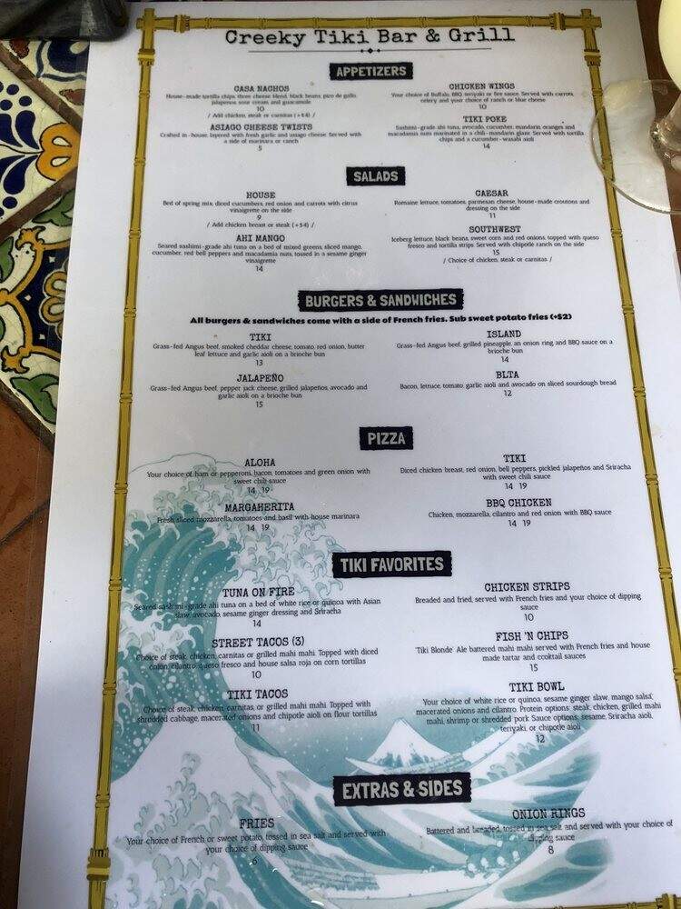 Creeky Tiki - San Luis Obispo, CA menu_pic