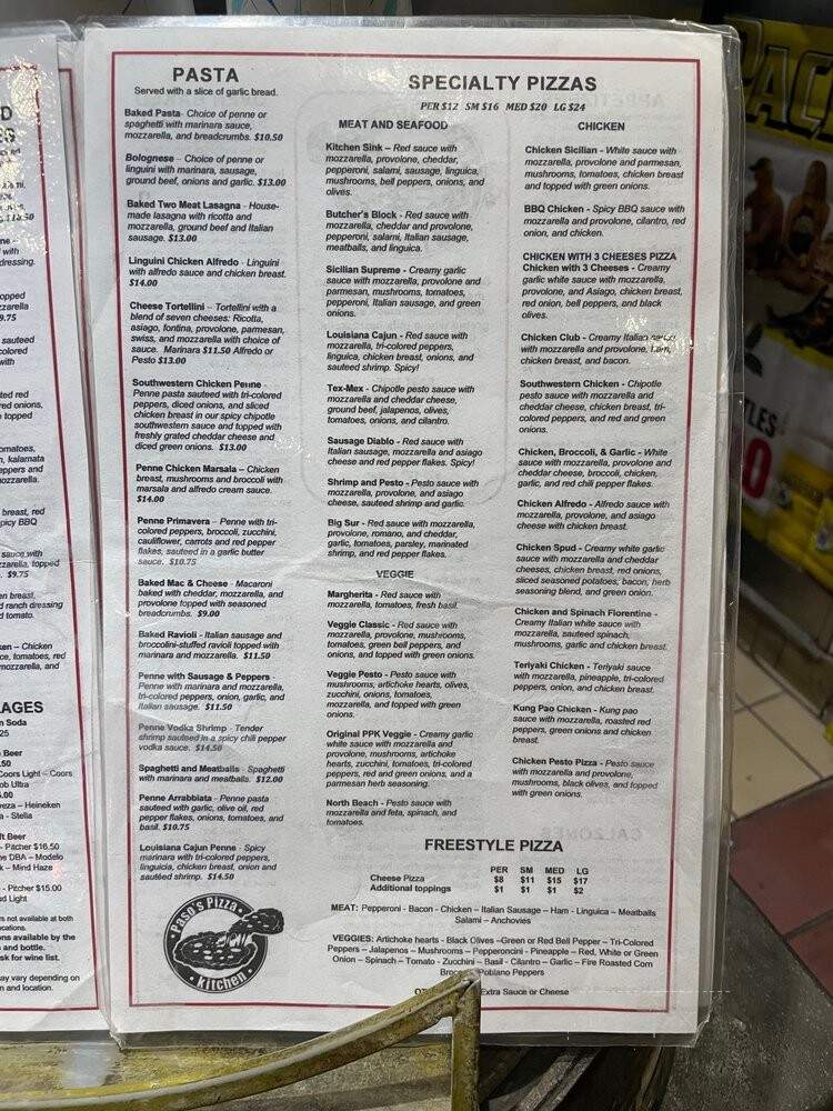 Paso's Pizza Kitchen - Paso Robles, CA menu_pic