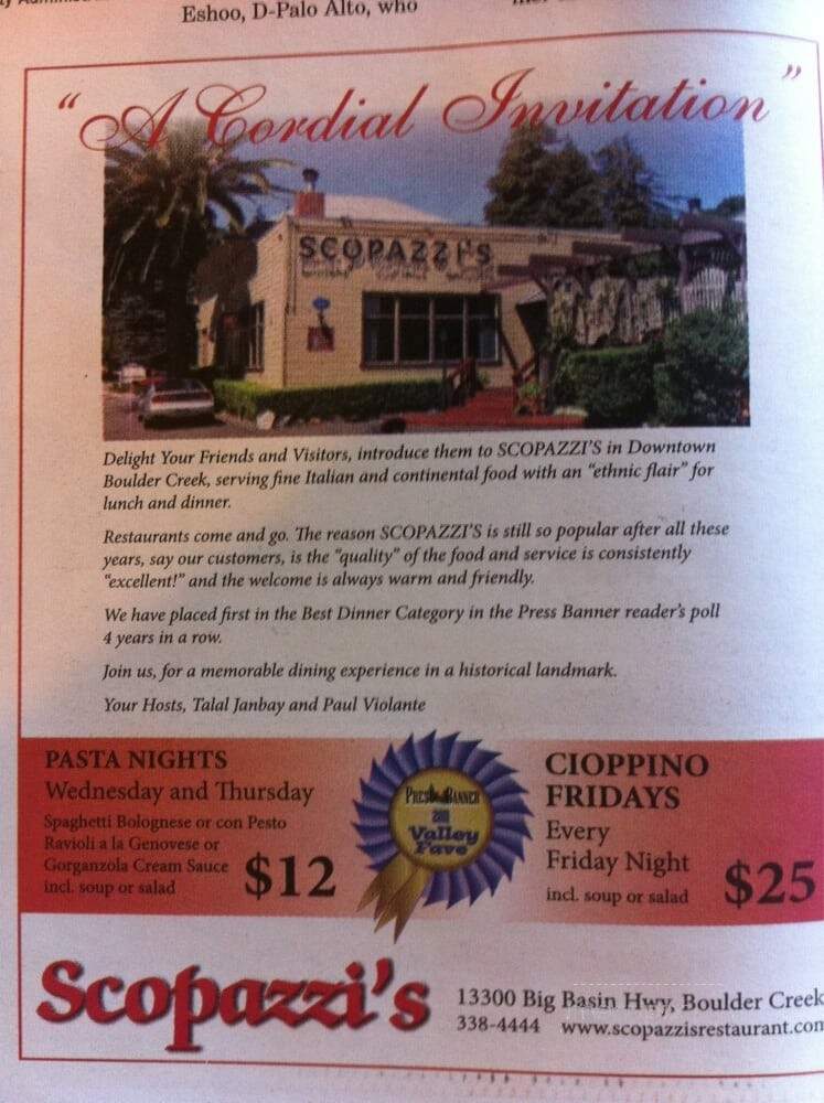 Scopazzi's - Boulder Creek, CA menu_pic