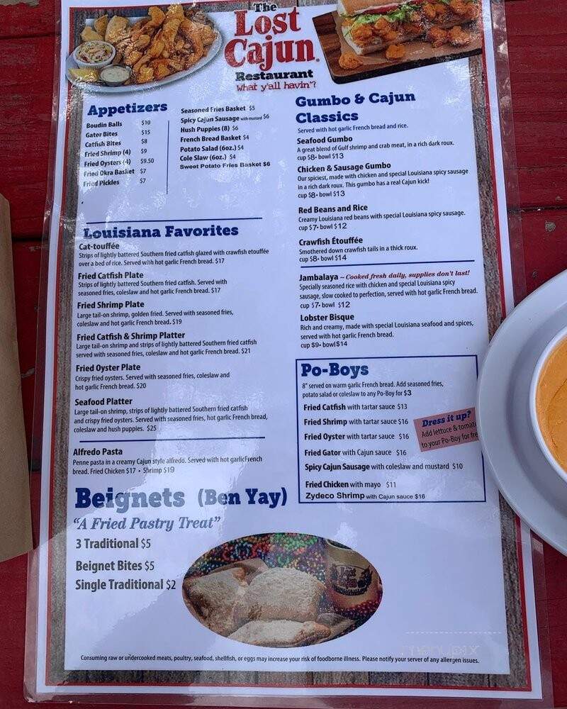 The Lost Cajun Restaurant - Frisco, CO menu_pic