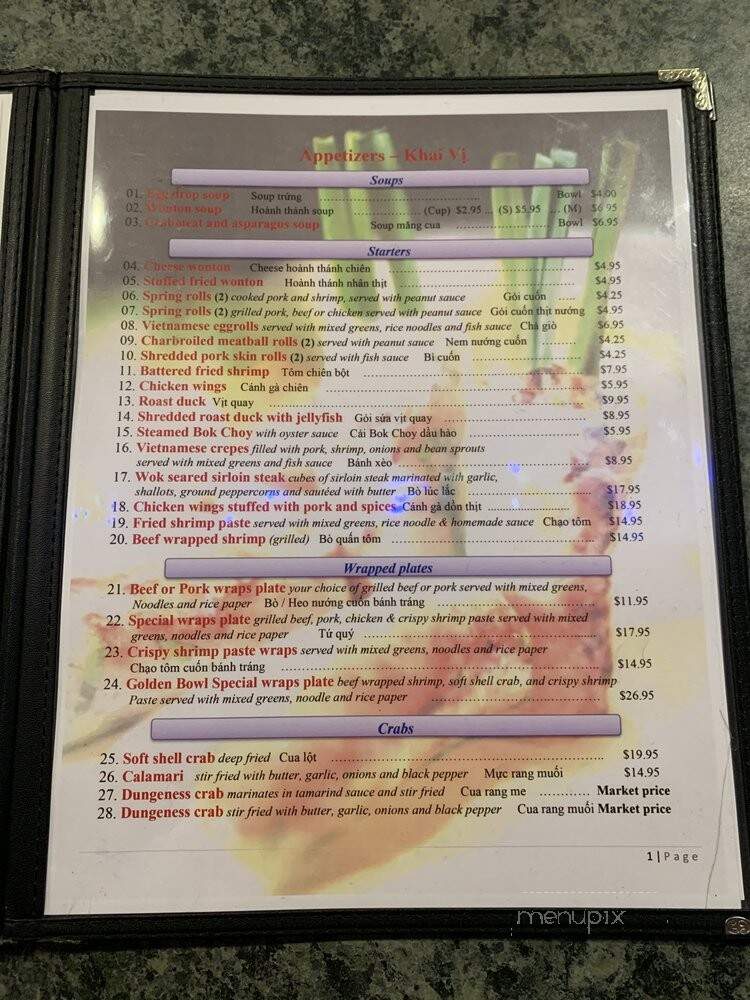 Golden Bowl Restaurant - Broomfield, CO menu_pic