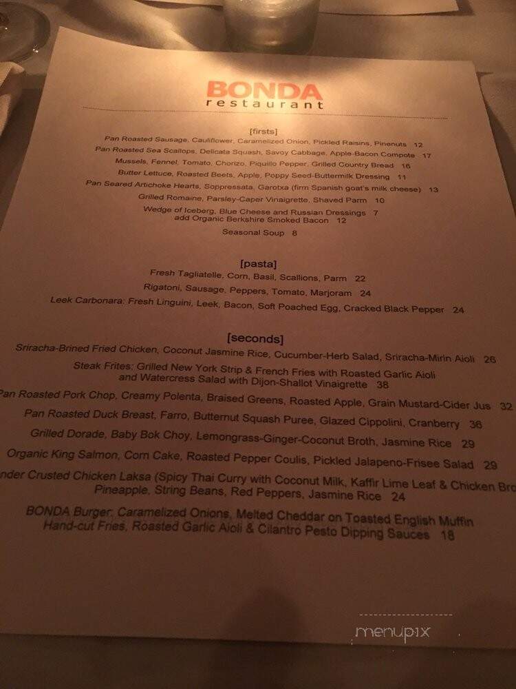 Bonda - Fairfield, CT menu_pic