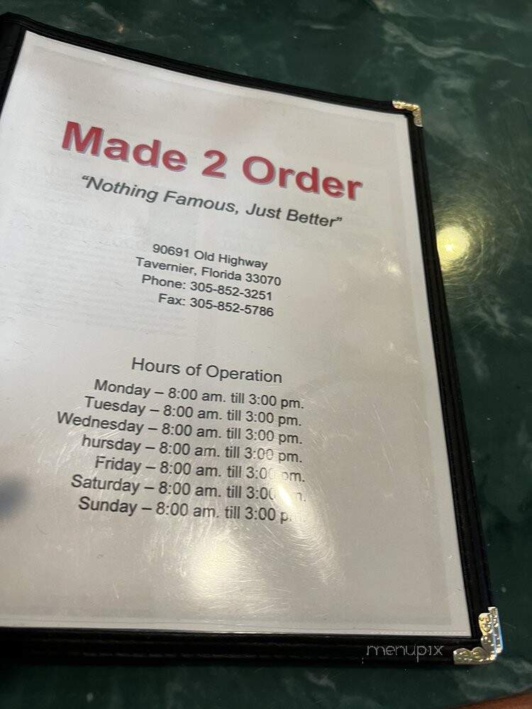 Made To Order - Tavernier, FL menu_pic