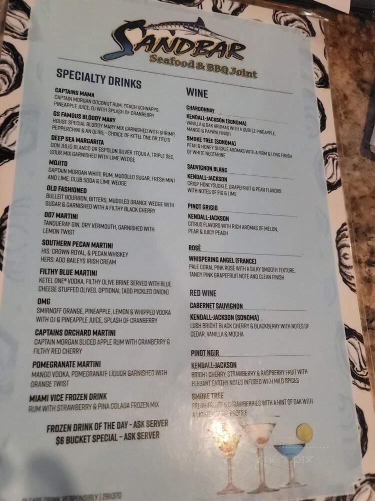 Sandbar Seafood and Deli - Panama City Beach, FL menu_pic