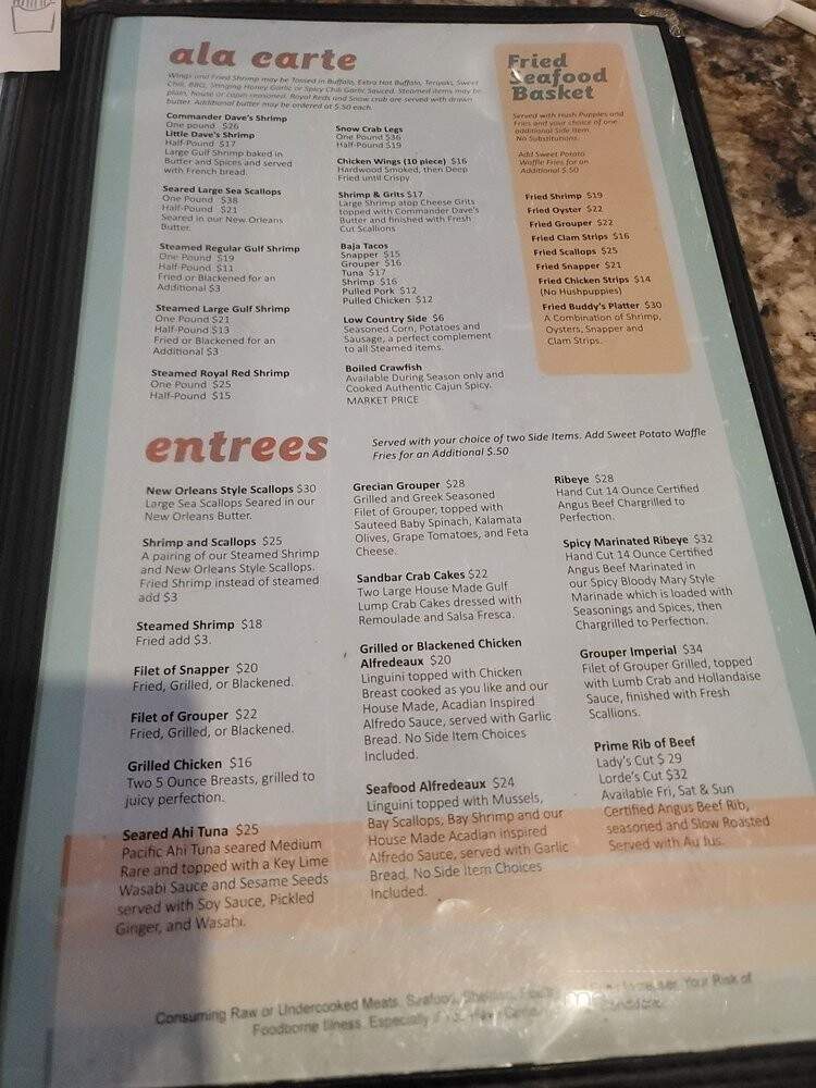 Sandbar Seafood and Deli - Panama City Beach, FL menu_pic